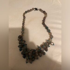 Elegant Stone Beaded Necklace with Blue Accents- $50 or $45 w/offer